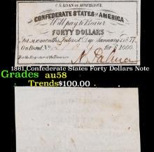 1861 Confederate States Forty Dollars Note Grades Choice AU/BU Slider