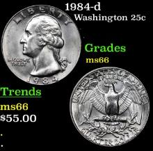 1984-d Washington Quarter 25c Grades GEM+ Unc