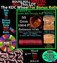 CRAZY Penny Wheel Buy THIS 1964-p solid Red BU Lincoln 1c roll & get 1-10 BU Red rolls FREE WOW