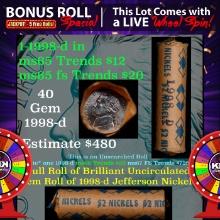 INSANITY The CRAZY Jefferson Wheel 1000s won so far, WIN this1998-d BU roll 40pcs get 1-5 FREE OBW