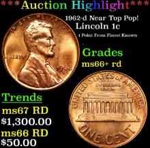 ***Auction Highlight*** 1962-d Lincoln Cent Near Top Pop! 1c Graded GEM++ RD By USCG (fc)