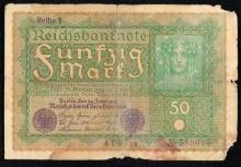 1919 Germany 50 Marks Banknote P# 66 Grades vf details