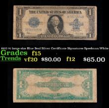 1923 Speelman/White $1 large size Blue Seal Silver Certificate Grades f+