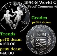 Proof 1994-S World Cup Modern Commem Dollar 1 Grades GEM++ Proof Deep Cameo