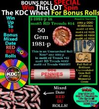 1-10 FREE BU RED Penny rolls with win of this 1981-p SOLID RED BU Lincoln 1c roll incredibly FUN whe