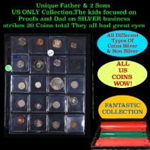 Unique Father & 2 Sons US ONLY Collection,The kids focused on Proofs and Dad on SILVER business stri