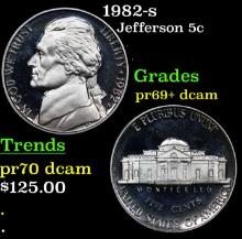 Proof 1982-s Jefferson Nickel 5c Grades GEM++ Proof Deep Cameo