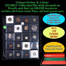 Unique Father & 2 Sons US ONLY Collection,The kids focused on Proofs and Dad on SILVER business stri