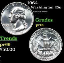 Proof 1964 Washington Quarter 25c Grades GEM++ Proof