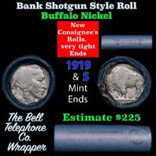 Buffalo Nickel Shotgun Roll in Old Bank Style 'Bell Telephone' Wrapper 1919 & s Mint Ends