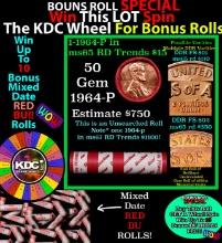 CRAZY Penny Wheel Buy THIS 1964-p solid Red BU Lincoln 1c roll & get 1-10 BU Red rolls FREE WOW