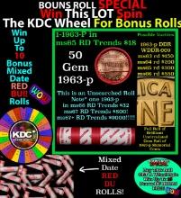 CRAZY Penny Wheel Buy THIS 1963-p solid Red BU Lincoln 1c roll & get 1-10 BU Red rolls FREE WOW