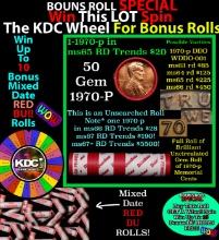 CRAZY Penny Wheel Buy THIS 1970-p solid Red BU Lincoln 1c roll & get 1-10 BU Red rolls FREE WOW