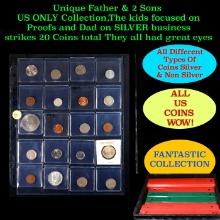 Unique Father & 2 Sons US ONLY Collection,The kids focused on Proofs and Dad on SILVER business stri