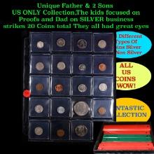 Unique Father & 2 Sons US ONLY Collection,The kids focused on Proofs and Dad on SILVER business stri