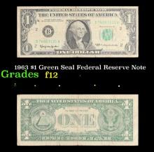 1963 $1 Green Seal Federal Reserve Note Grades f, fine