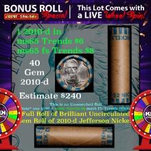 1-5 FREE BU Jefferson rolls with win of this 2010-d solid BU Jefferson 5c $2 Nickel roll & get 1-5 B