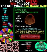 INSANITY The CRAZY Penny Wheel 1000s won so far, WIN this 1978-p BU RED roll get 1-10 FREE