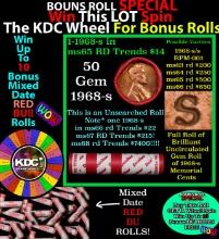 INSANITY The CRAZY Penny Wheel 1000s won so far, WIN this 1968-s BU RED roll get 1-10 FREE