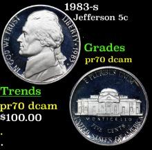 Proof 1983-s Jefferson Nickel 5c Graded pr70 dcam By SEGS