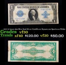 1923 Speelman/White $1 large size Blue Seal Silver Certificate Grades vf++