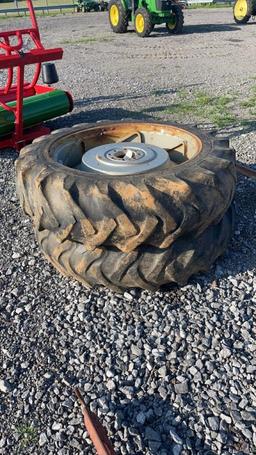 QTY 2) 38 MASSEY FERGUSON TRACTOR TIRES AND WHEELS