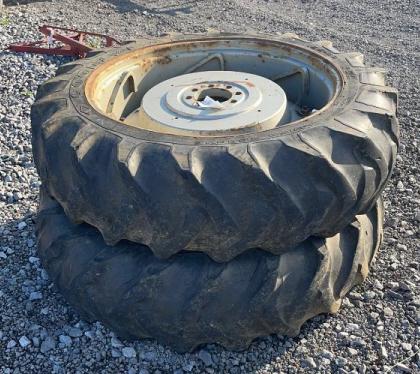 QTY 2) 38 MASSEY FERGUSON TRACTOR TIRES AND WHEELS