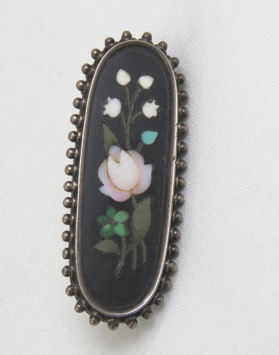 Antique Pietra Dura Brooch