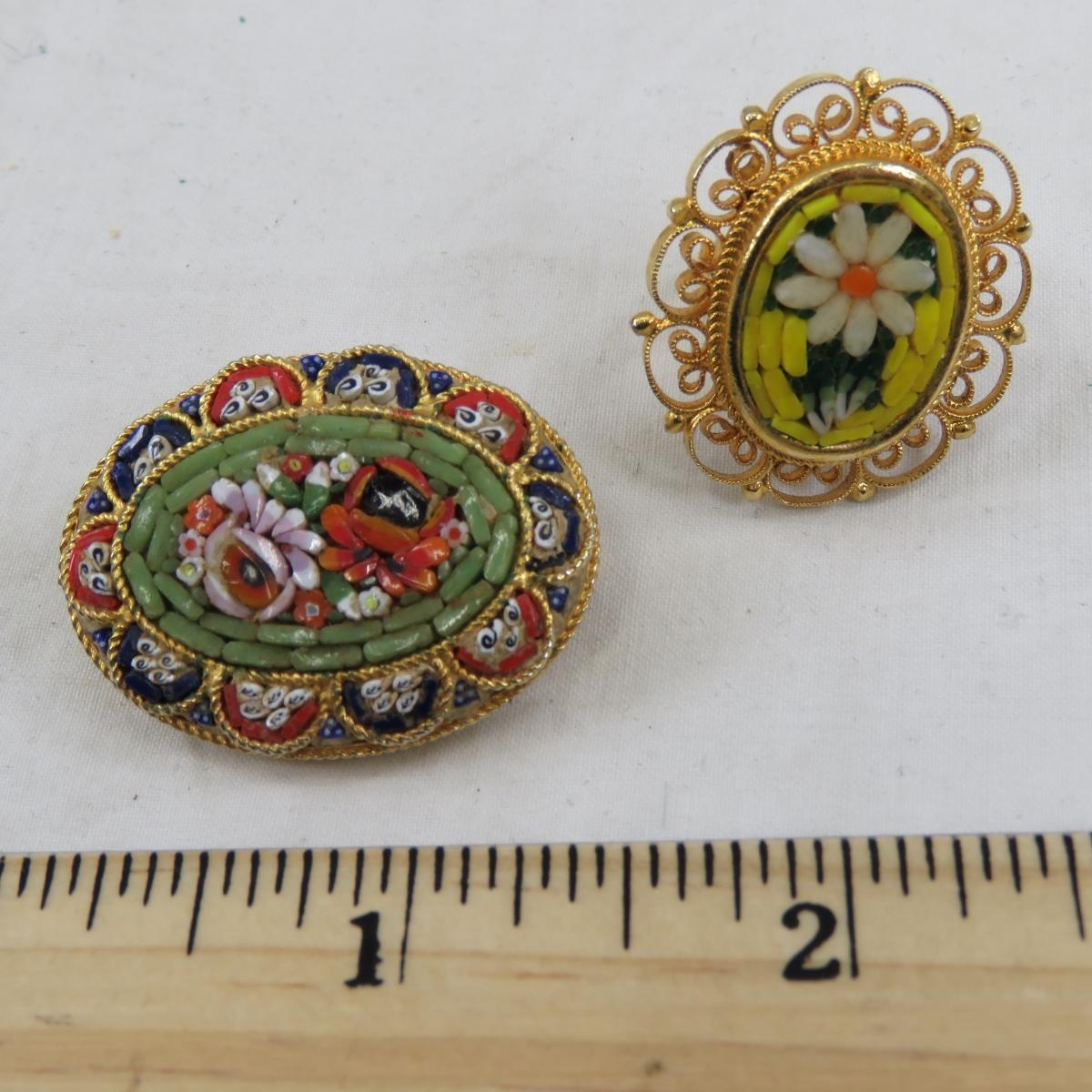 Porcelain, Cameo & Italian Mosaic Brooches