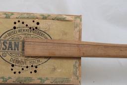 Folk Art Wood Cigar Box Guitar/Banjo Instrument