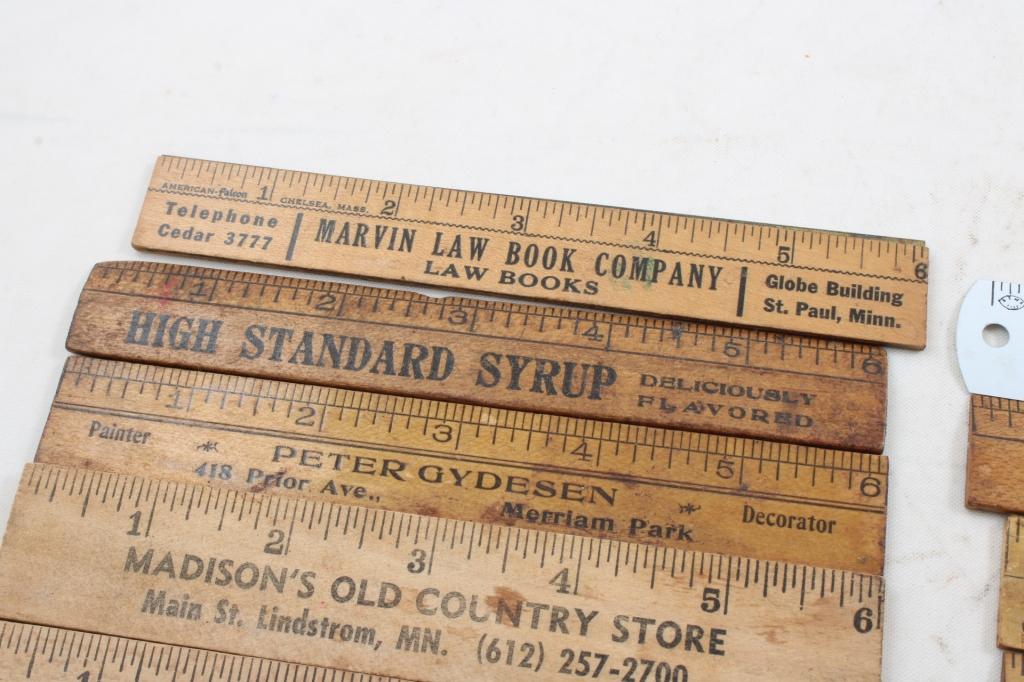 21 Wood 6" Advertising Rulers Incl. Mammy Molasses