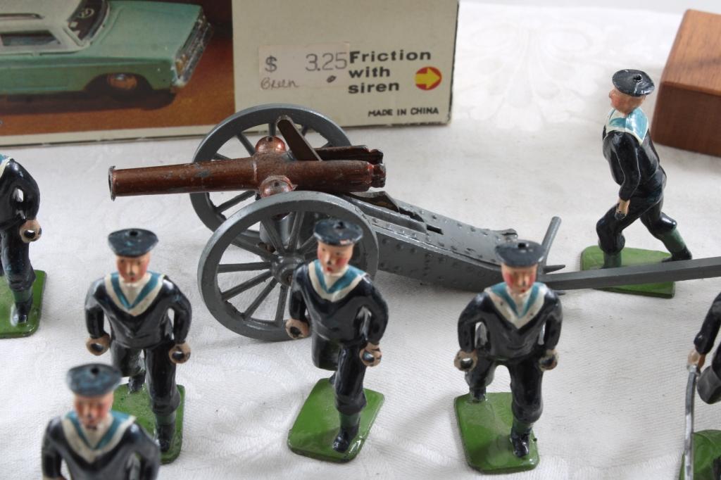 Lead Military Figures, Canon, Ammo Box, Travel Car