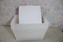 6 Plastic Totes 53 Quart all With Lids