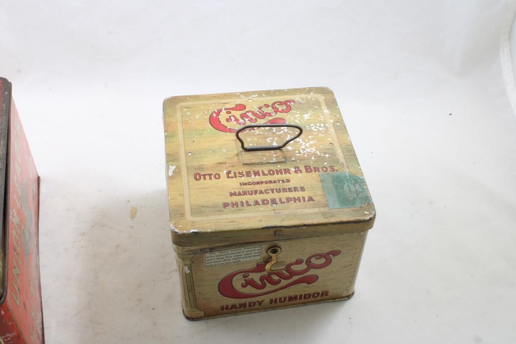 3 Adv. Tobacco Tins Dial, Cinco, Union Leader