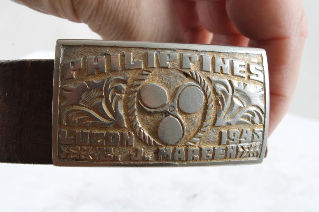 WW2 1945 Phillipines Belt & Buckle R.J. Marren