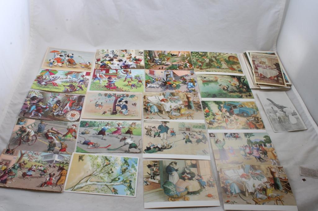 65 Anthropomorphic Animal Postcards, 2 RPPC's