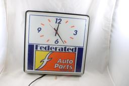 Federated Auto Parts Advertising Lighted Clock