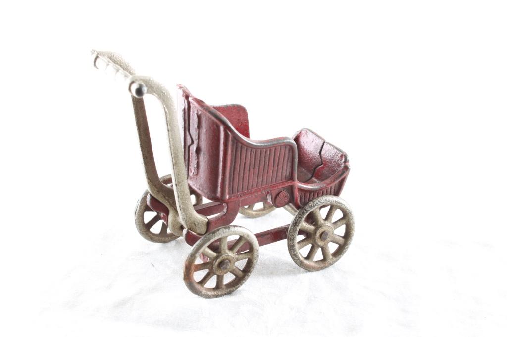 Cast Iron Baby Stroller Buggy 3 1/2" x 4"