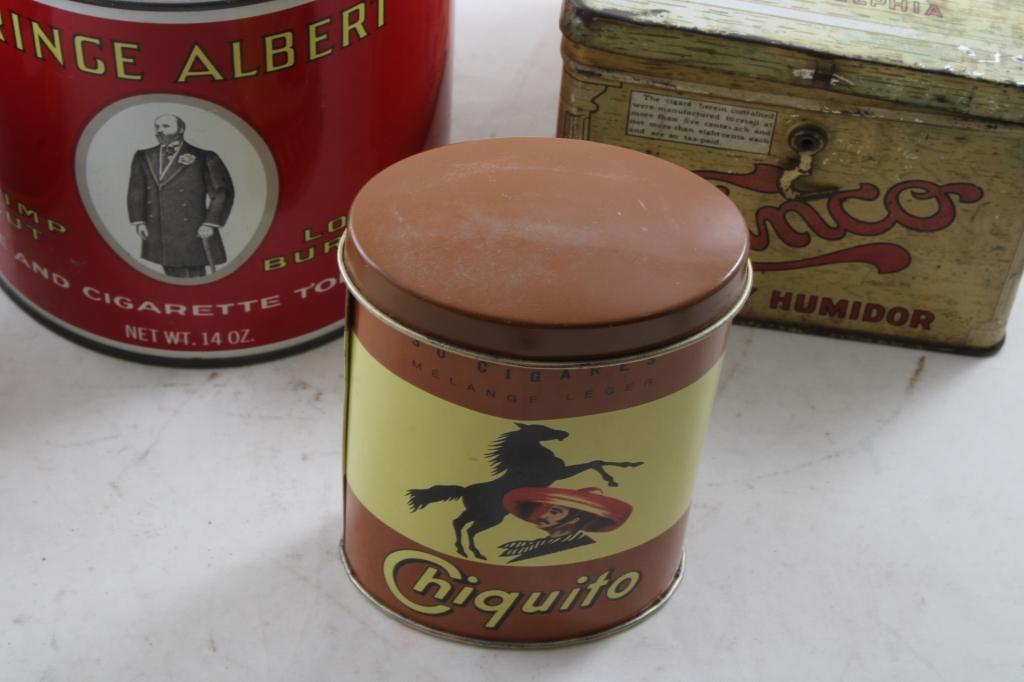 3 Tobacco Collectibles 2 Tins & 1 Cigar Box