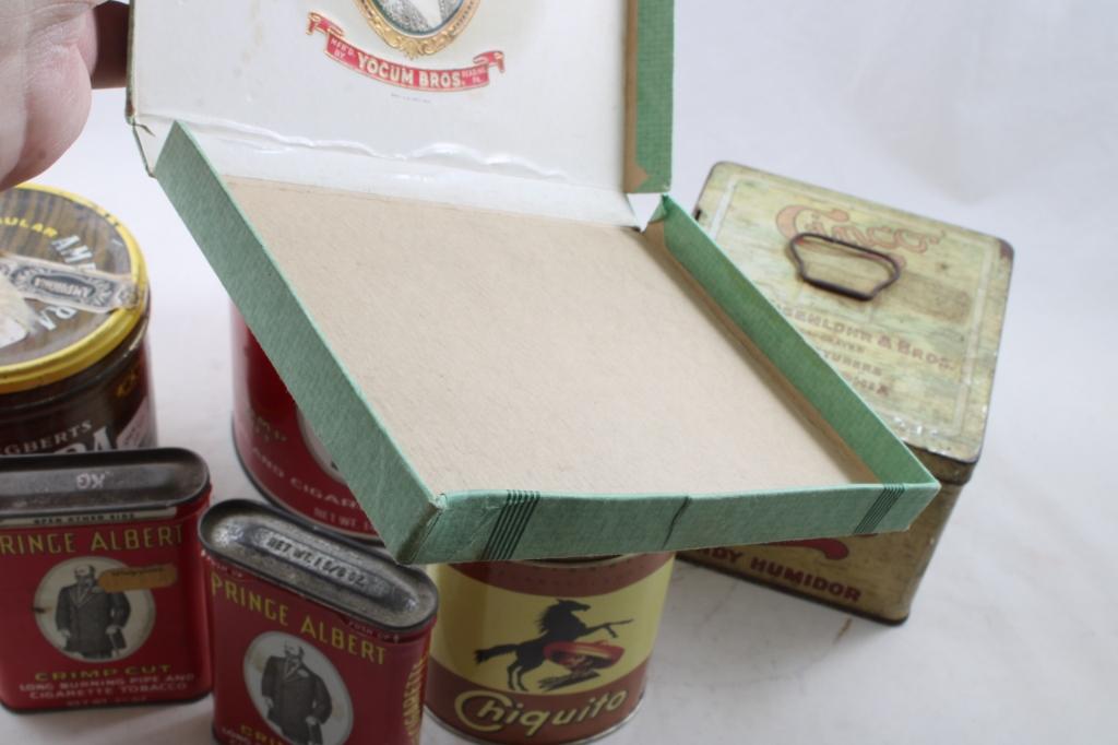 3 Tobacco Collectibles 2 Tins & 1 Cigar Box