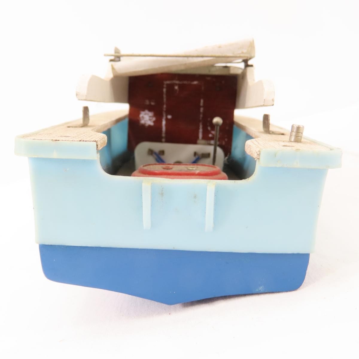 Vintage Wood & Plastic Boat Model with Engine