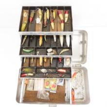 Vintage tackle box with lures and gear