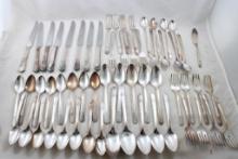 58pc. Simeon & Rogers Oneida Silver Rose Flatware