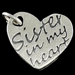 Estate James Avery sterling silver "Sister in my heart" charm