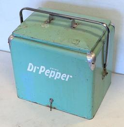 VINTAGE DR. PEPPER COOLER WITH INSERT (RARE FIND) 18 INCHES BY 17 INCHES BY 13.5"