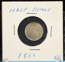 1853 Seated Half Dime XF