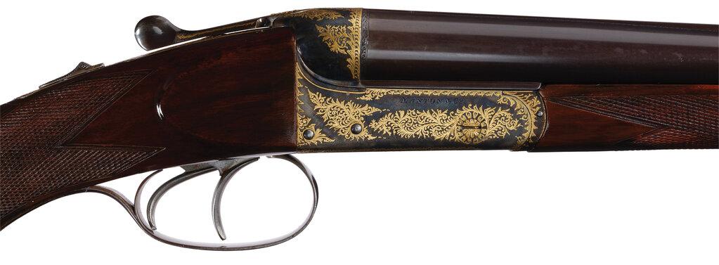 Engraved and Gold Inlaid Manton & Co. Boxlock Double Rifle