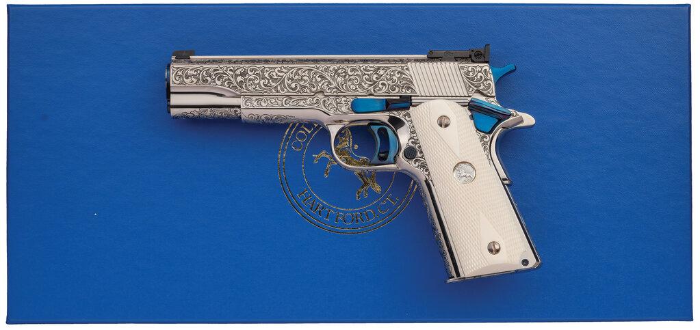 Engraved Colt Series 70 .38 Super National Match Gold Cup Pistol