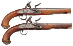 Revolutionary War Era Joiner Silver Mounted Flintlock Pistols