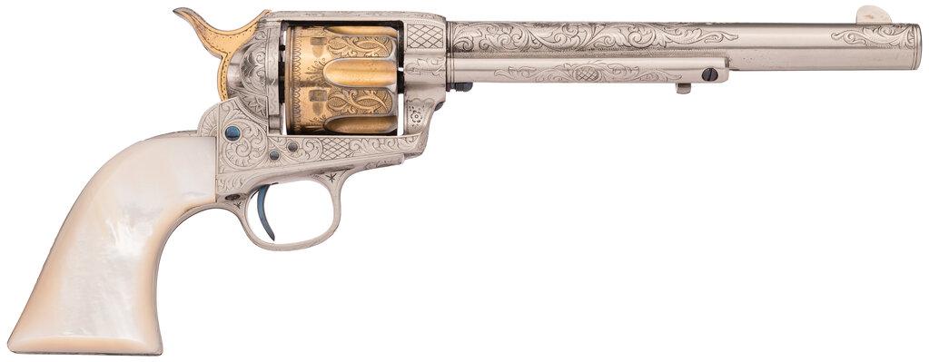 Cased Engraved Colt SAA Frontier Six Shooter Revolver